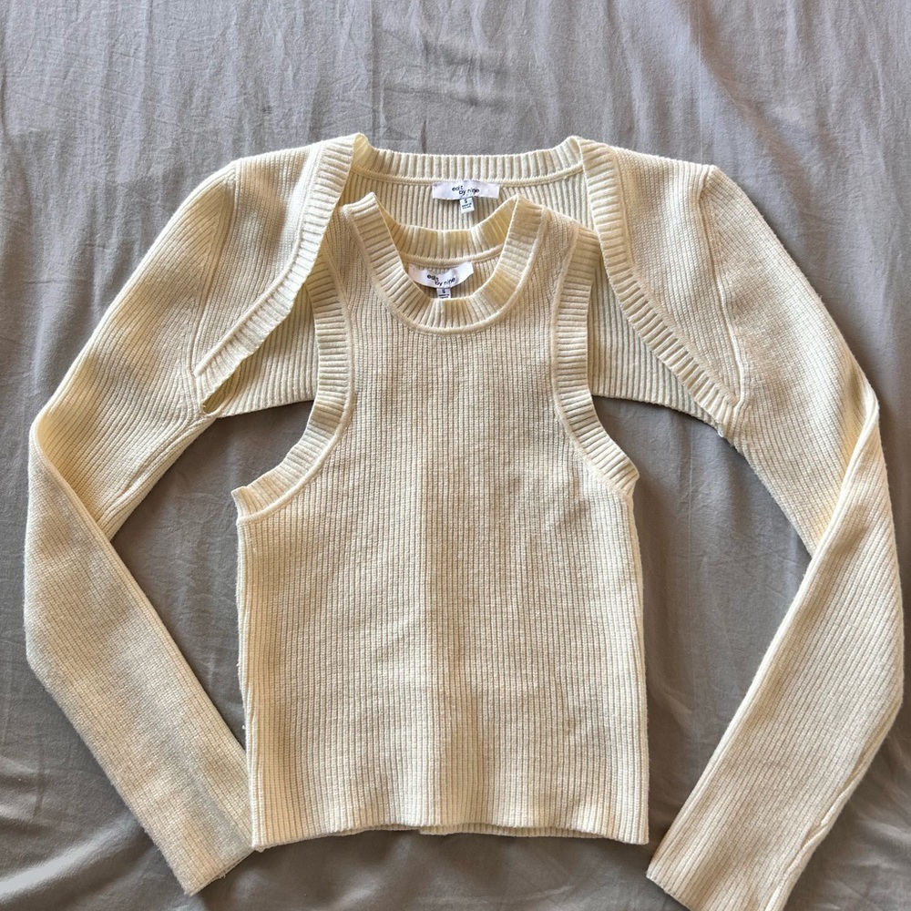 Two-piece knitted cropped sweater top sweater | Small